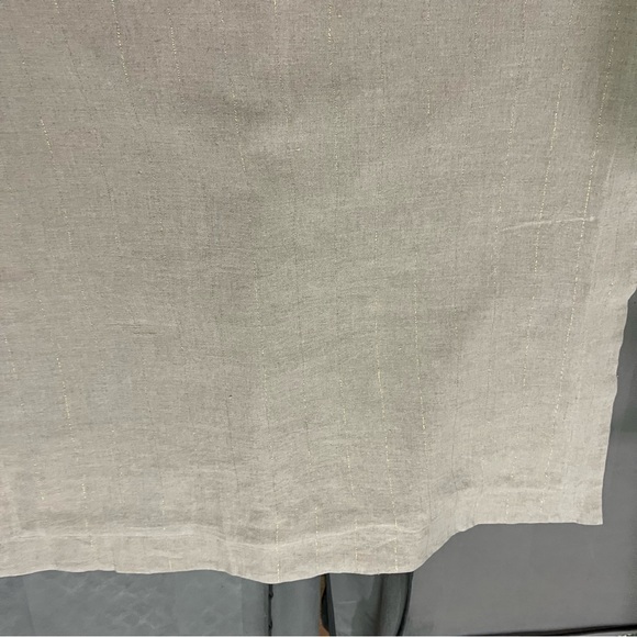 NWOT Crate&Barrel pillow euro 26x26 sham linen lurex stripe, tan gold detail - Picture 3 of 7